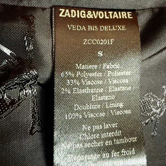 Zadig & Voltaire Veda Bis Deluxe Skull Rhinestone Blazer Size S - Picture 14 of 15